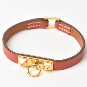 Hermes Bangle Bracelet Pinkish Brown Gold Size